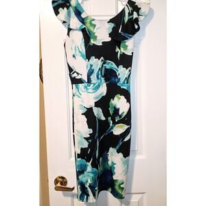 Love Ady - Women's Floral Ruffle Sheath Cocktail Dress - Sz S - EUC